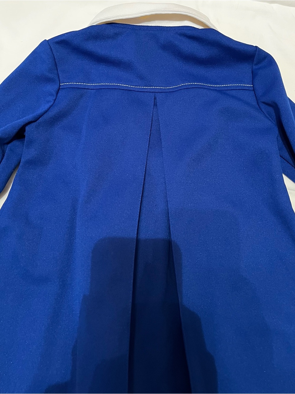 Vintage Royal Blue Dress with White Collar and Gold Buttons - Picture 5 of 6